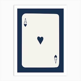 Ace Playing Card Navy Art Print