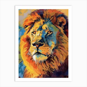 Masai Lion Portrait Close Up Fauvist Painting 3 Art Print