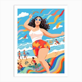 Body Positivity Day At The Beach Colourful Illustration  8 Art Print