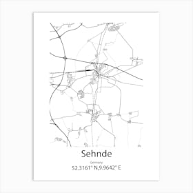 Sehnde,Germany Minimalist Map Art Print