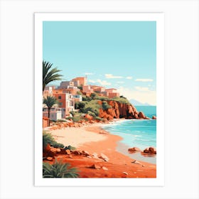 Abstract Illustration Of Spiaggia Del Principe Sardinia Italy Orange Hues 4 Art Print