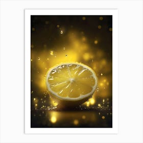 Water Drops On A Lemon Art Print