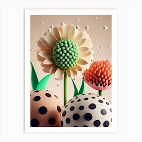 Polka Dot Flowers Art Print