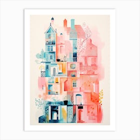 A House In Paris, Abstract Risograph Style 3 Art Print