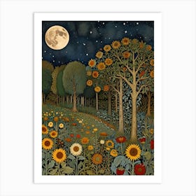 William Morris Sunflowers At Night Art Print