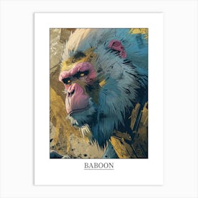 Baboon Precisionist Illustration 3 Poster Art Print