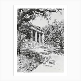 Memorial Museum Austin Texas Black And White Drawing 1 Art Print