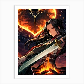 Girl With A Sword Art Print