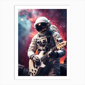 Astonaut Playing Guitar Art Print