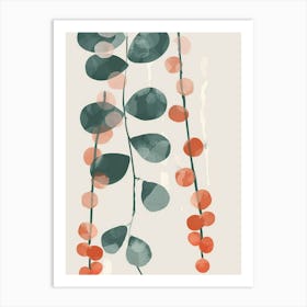 String Of Pearls Plant Minimalist Illustration 4 Art Print