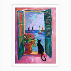 Cat Looking Out The Window Art Print