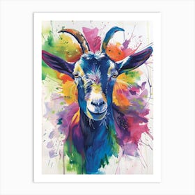 Goat Colourful Watercolour 2 Art Print