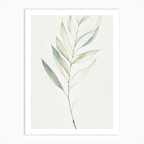 White Willow Leaf Minimalist Watercolour 3 Art Print
