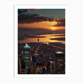 Sunset In New York City Art Print