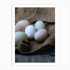 Eggs On A Cloth Art Print