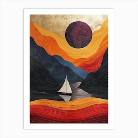 Sailboat At Sunset Art Print