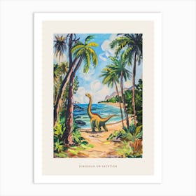 Dinosaur On The Beach Painting 2 Poster Art Print