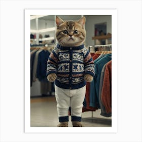 Cat In A Sweater 2 Art Print