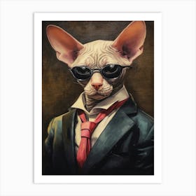 Gangster Cat Cornish Rex Art Print