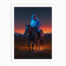 Cowboy On A Horse Art Print