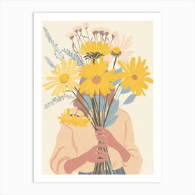 Spring Girl With Yellow Flowers 1 Art Print