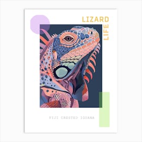 Fiji Crested Iguana Abstract Modern Illustration 4 Poster Art Print