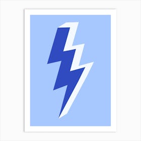 Triple Lightning Thunder Bolt in Blue Art Print