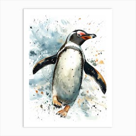 Humboldt Penguin Carcass Island Watercolour Painting 4 Art Print