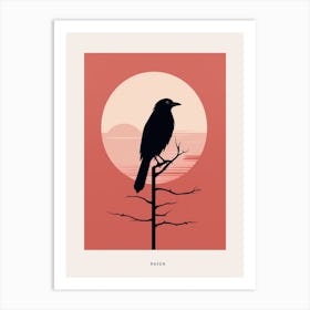 Minimalist Raven 3 Bird Poster Art Print