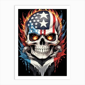 American Flag Floral Face Evil Death Skull (9) Art Print