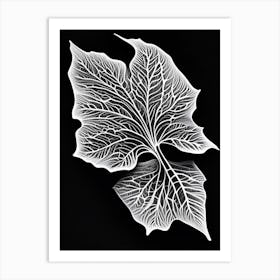 Marshmallow Leaf Linocut 1 Art Print