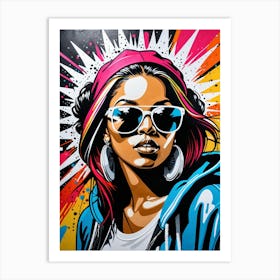 Graffiti Mural Of Beautiful Hip Hop Girl 42 Art Print