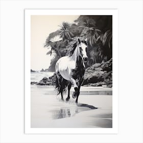 A Horse Oil Painting In Manuel Antonio Beach, Costa Rica, Portrait 3 Art Print