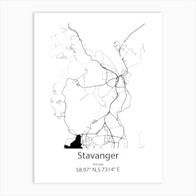 Stavanger,Norway Minimalist Map Art Print