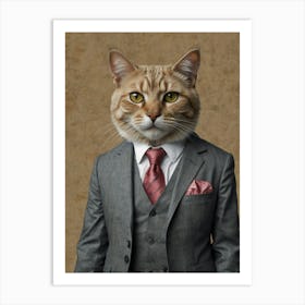 Cat In A Suit 19 Art Print