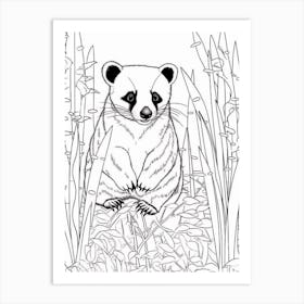 Line Art Jungle Animal Coati 2 Art Print