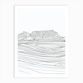 Table Mountain South Africa Line Drawing 6 Art Print