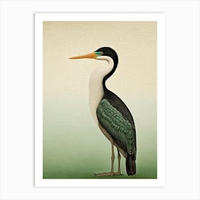 Ohara Koson Inspired Bird Painting Cormorant 1 Art Print