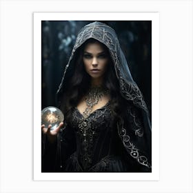 Witch With A Crystal Ball Art Print