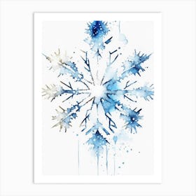 Crystal, Snowflakes, Minimalist Watercolour 1 Art Print