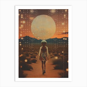 Woman roaming a cosmic desert 2 Art Print