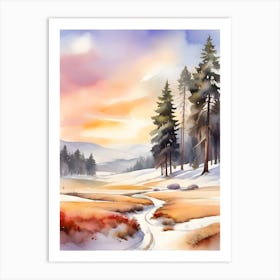 Watercolor Landscape Painting .3 Art Print
