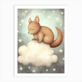Sleeping Baby Squirrel Art Print