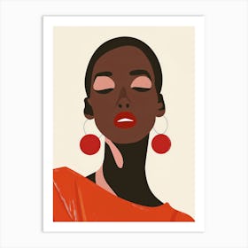 African Woman With Red Earrings Art Print