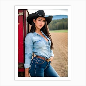 Cowgirl In Jeans Art Print