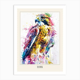 Hawk Colourful Watercolour 4 Poster Art Print