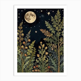 Moonlight In The Woods Style William Morris Art Print 8 1 Art Print