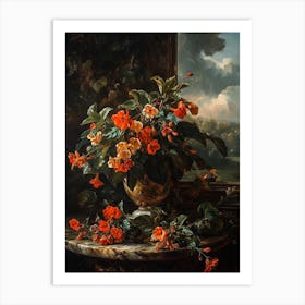 Baroque Floral Still Life Impatiens 2 Art Print