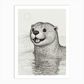 Otter In The Water Art Print