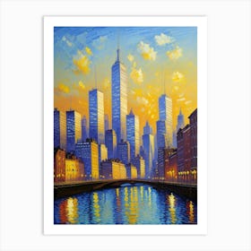 Cityscape At Dusk Art Print